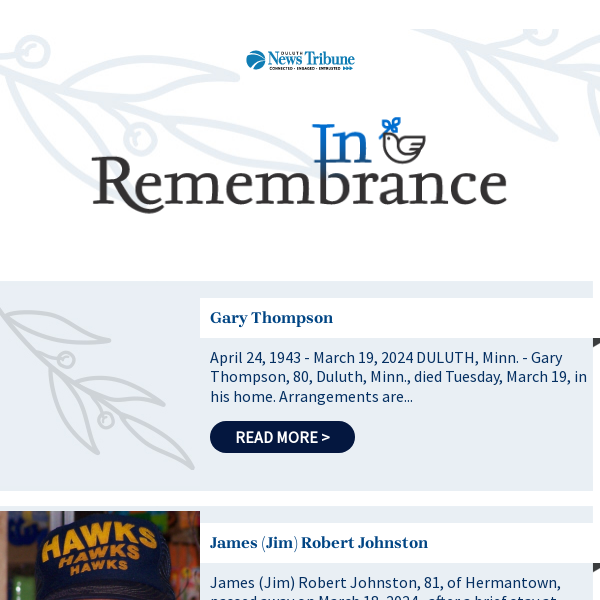 Recent Obituaries for Friday, March 22, 2024