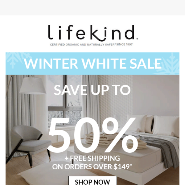 WINTER WHITE SALE: 50% OFF + FREE Shipping