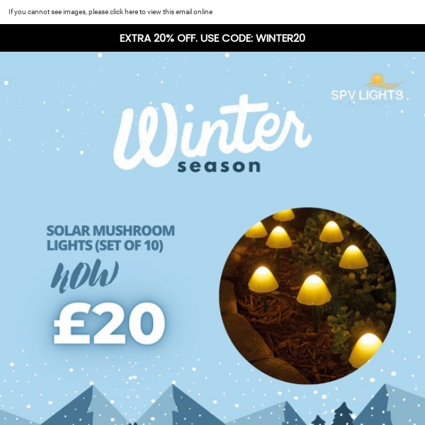 Winter Glow: Up to 70% Off + Extra 20% on Solar Lights! ❄️✨