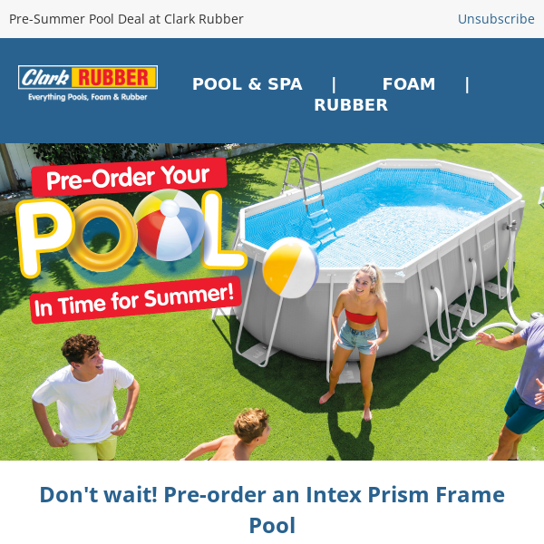 Get a FREE Intex pack! Pre-order your pool in time for Summer today!