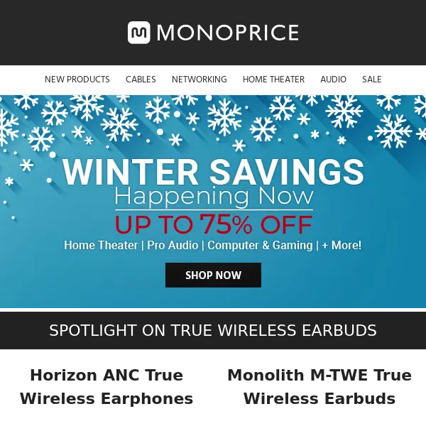 Monoprice Horizon ANC True Wireless Earphones with ANC, Qualcomm