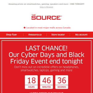 ⏳ You almost missed this: LAST DAY to shop Black Friday and Cyber Days offers