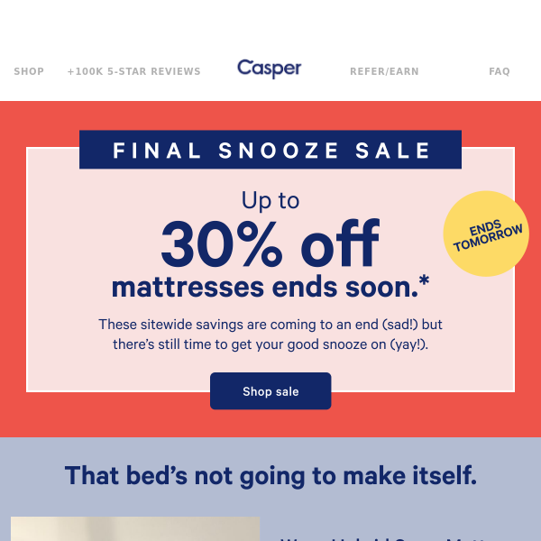 The Final Snooze Sale’s Final Countdown.