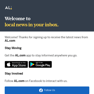 Thank you for signing up for AL.com newsletters