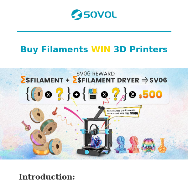 Buy filaments WIN 3D Printers - Sovol3D