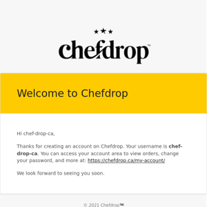 Your Chefdrop account has been created!