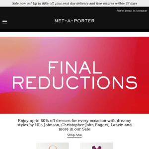 Further reductions: up to 80% off dresses