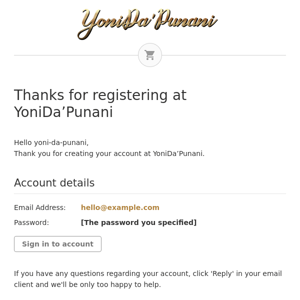 Thanks for registering at YoniDa’Punani