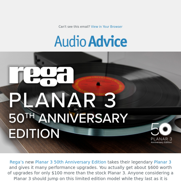 🎉 Celebrate Rega w/ the Planar 3 50th Anniversary Edition Turntable