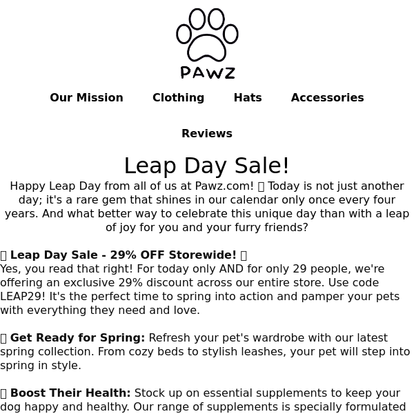 Leap Into Savings! 29% Off For First 29 People 🐾