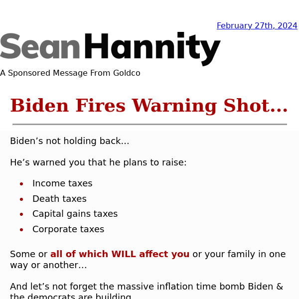 Sean Hannity: Biden fires warning shot for retirement accounts...