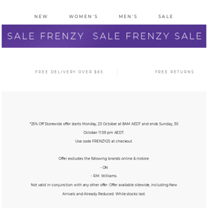 SALE FRENZY | 25% Off Everything