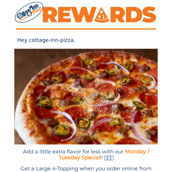 Add a little extra flavor for less with our Monday / Tuesday Special!! 🧅🍅🌶️