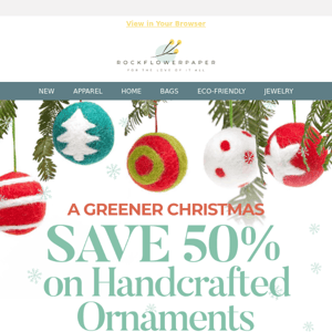 Eco-Friendly Ornaments at 50% Off