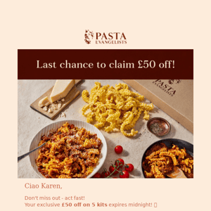 Your £50 Off Offer Ends Today! 🍴