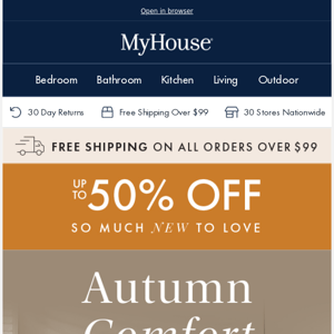 Up to 50% OFF Autumn Comforts 🍁 Plus, Free Shipping Over $99