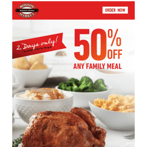 This Weekend Only! 50% Off Any Family Meal!