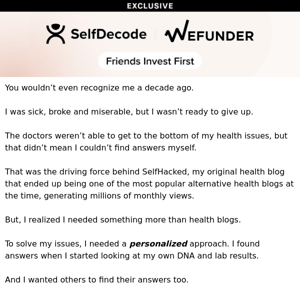 From sick and broke…to CEO of SelfDecode 🧬