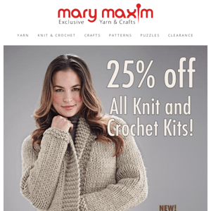 Get 25% Off Knit & Crochet Kits!