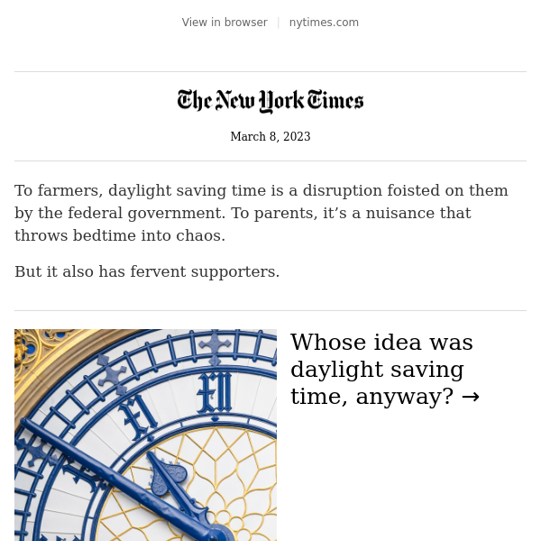 When Is Daylight Saving Time? - The New York Times