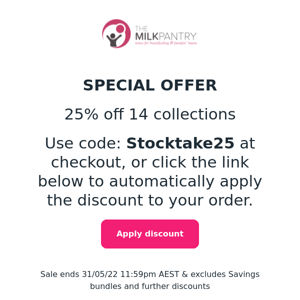 Stocktake Sale Starts Now!!