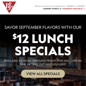 Savor Our 10 Spectacular Lunch Specials Today!