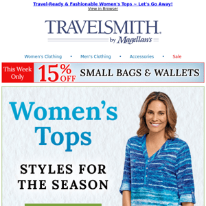 Soft & Smart. Casual. Travel-Ready Women's Tops ~ Shop Our Clothing Store NOW!