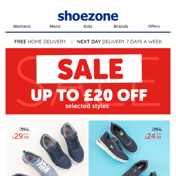 Save up to £20 on selected branded styles inside… 