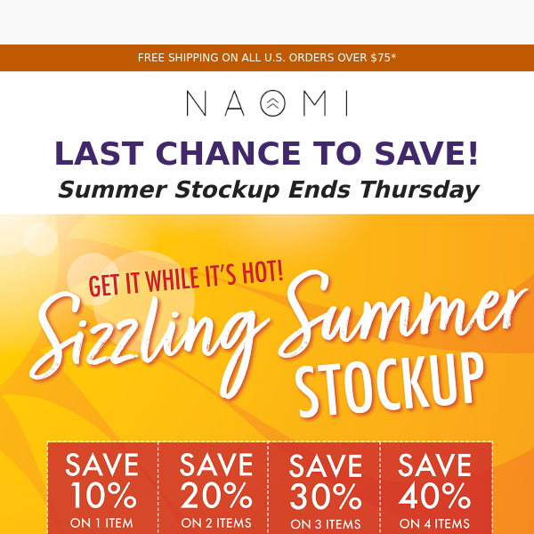 Last Chance to Save up to 40%--ends tomorrow!