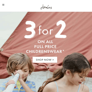 3 for 2 on all full price childrenswear.