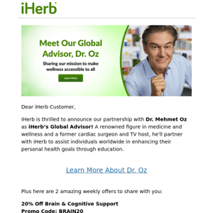 iHerb & Dr. Oz Join Forces for Global Health and Wellness 🌍💪