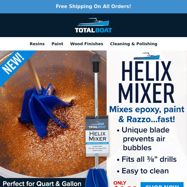 New! Helix Mixer For Epoxy and Paint