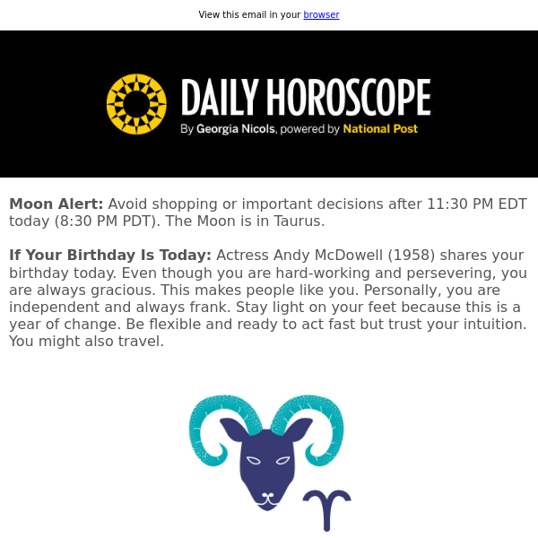 Your horoscope for April 21