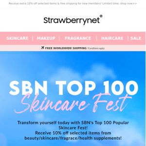 Join SBN's Top 100 Popular Skincare Fest!🎉