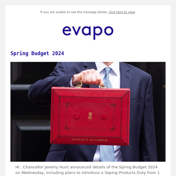 Vaping Products Duty outlined in Spring Budget 2024