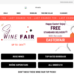 🚚 FREE DELIVERY + Last Chance Wine Fair! Up to -36%!