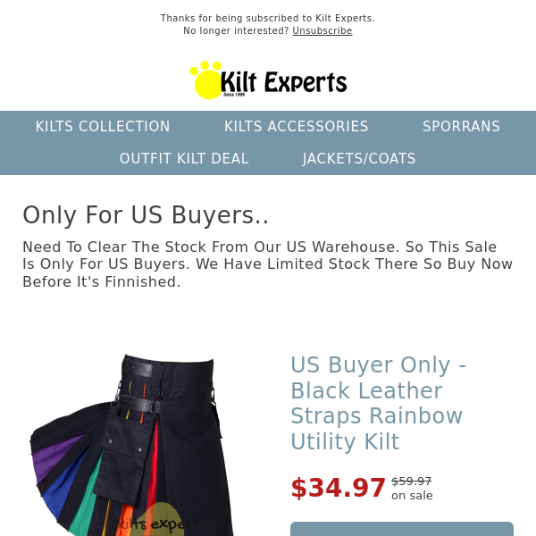 Rainbow Kilt For Sale