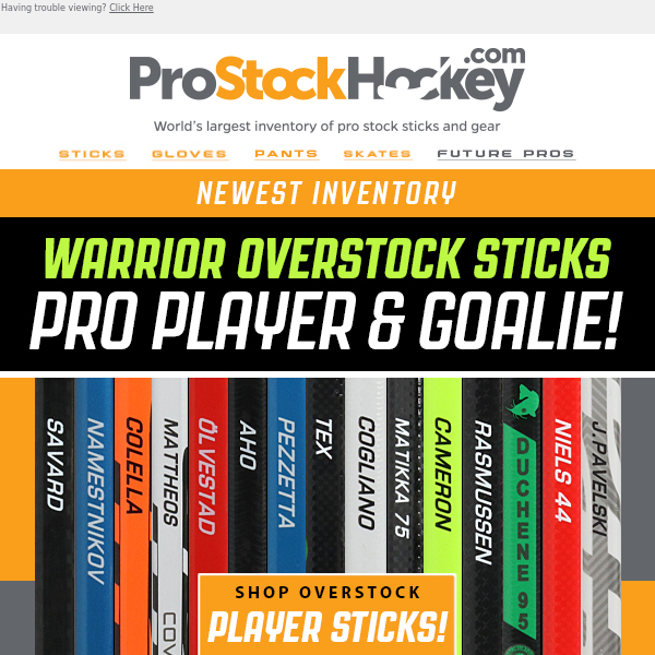 New Warrior Overstock Sticks • Player & Goalie