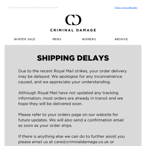Shipping Delays 😞