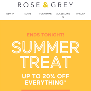 Hurry! Up to 20% off ends tonight