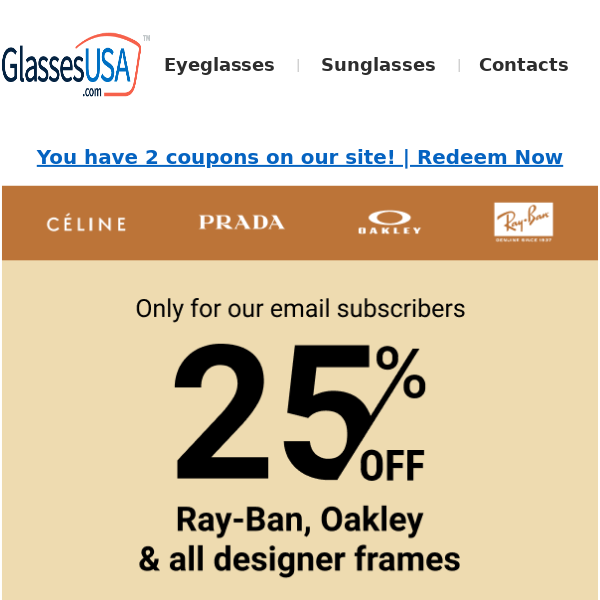 🔥 Just for you: HUGE savings on designer frames!