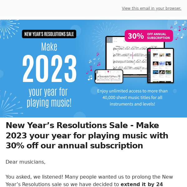 New Year’s Resolutions Sale extended by 24 hours!