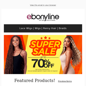 ⭐ Lace Wigs Super Sale! Save up to 70% Off