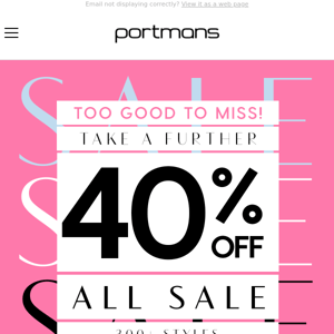 A Sale Too Good To Miss! Take A Further 40% Off Now