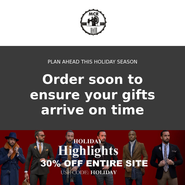 HOLIDAY SALE  | MCRTAILOR