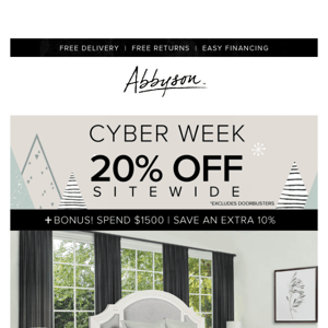 Cyber Week EXTENDED | Save 20% + EXTRA 10%