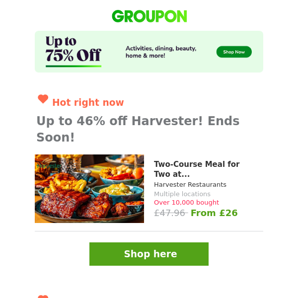 🥗🍽️ Indulge at Harvester: Up to 46% Off Two or Three Courses! Don't Miss Out! 😋🍗