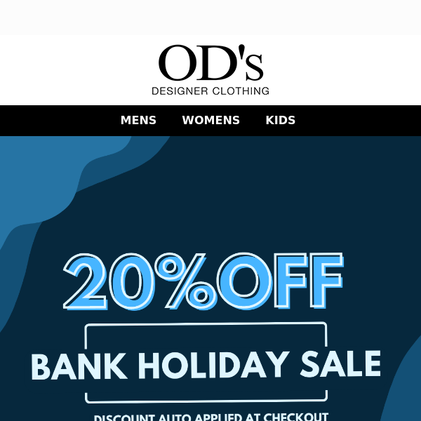 20% OFF - BANK HOLIDAY SALE! 🏷️