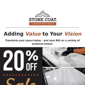 Get 20% off on your dream countertop 🔥