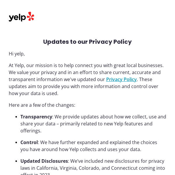 Updates to our Privacy Policy